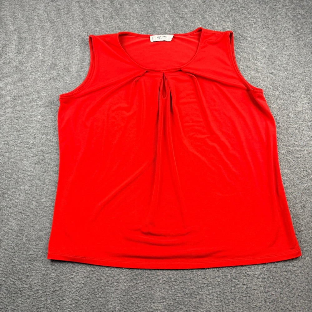 Jones Studio Separates Women's XL Red Sleeveless Keyhole Pleated Tank Top